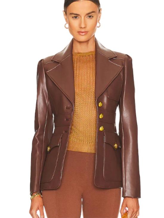 A.L.C. Jackets & Blazers - A.L.C. Amelia Jacket Caffe Faux Leather Blazer Size 2